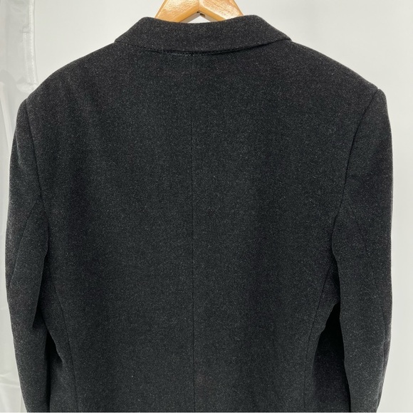 Italian Men’s Wool And Cashmere Overcoat Size 44L Black Dress Pea Coat - Picture 10 of 16
